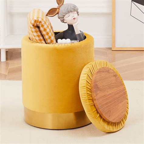 IVV Round Storage Ottoman with Removeable Lid, Ottoman with Storage for ...