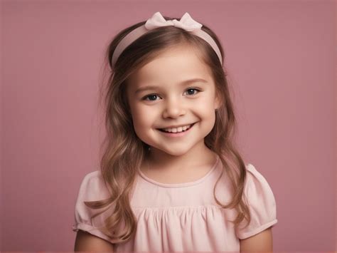 Meninas De 4 Anos - Menina de 4 anos em traje rosa claro contra um fundo pastel | Foto Premium