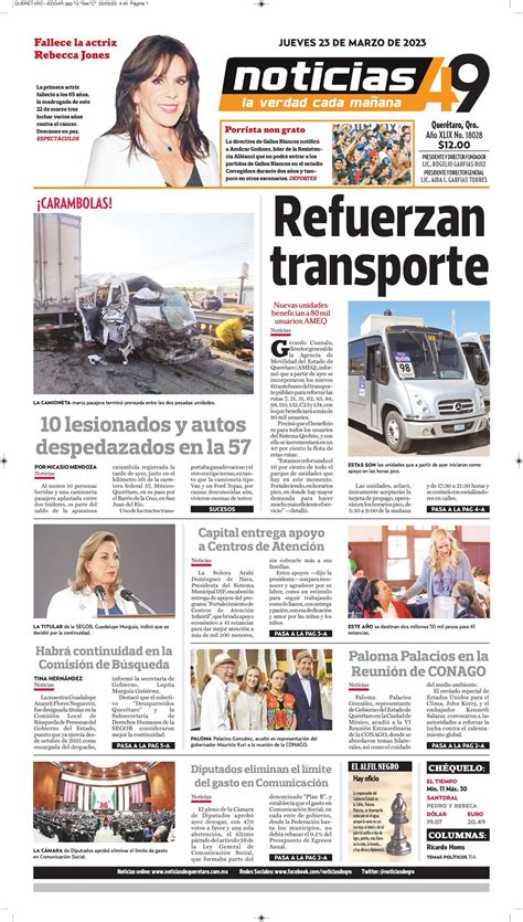 ¡Conoce la Portada de Hoy! - Noticias de Querétaro