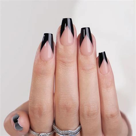 coolest designs  coffin shaped french tip nails nail designs daily