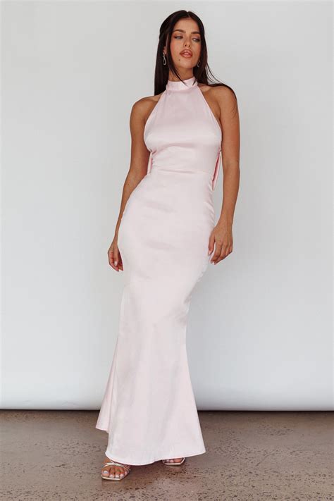 Shop the Fifth Avenue Bow Back Maxi Dress Baby Pink
