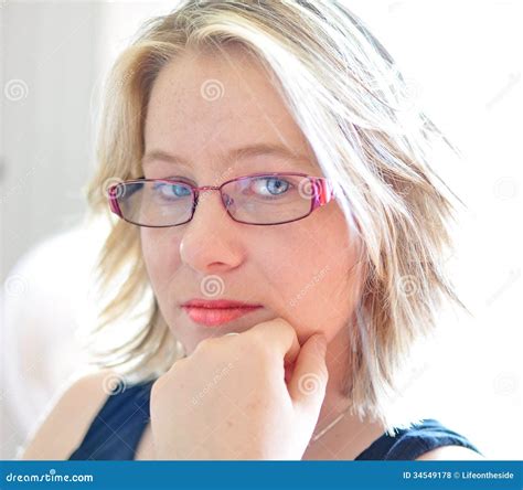 Pretty Young Woman Sad Pensive Serious Face Stock Photo - Image of