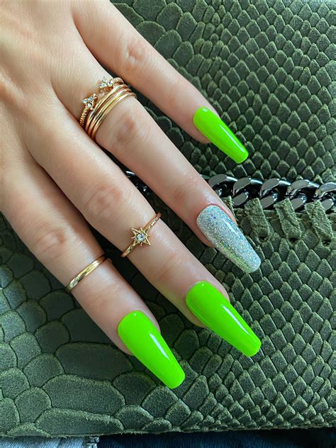 Neon Green Red Nails