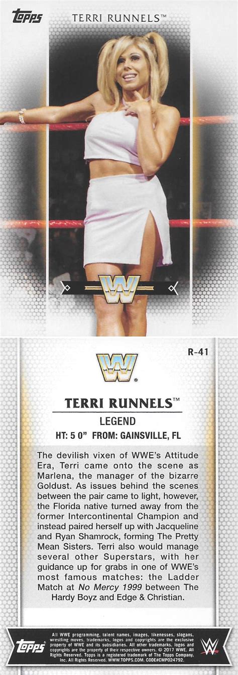 2017 Topps Terri Runnels Trading Card | Royal rumble, Cool hairstyles