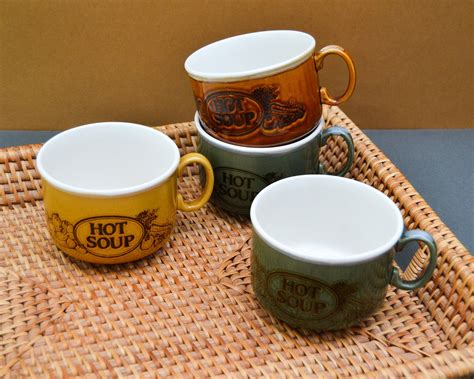 Vintage Soup Mugs, Set of Four Large Mugs by LittleYellowTable on Etsy Yellow Table, Floral ...