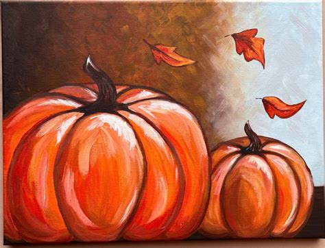 Fall Pumpkin Original Painting Acrylic Fall Decorations Autumn Wall Art ...