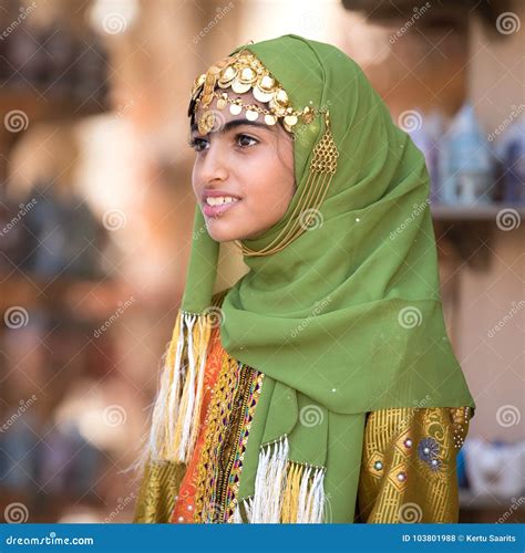 Portrait of a Young Omani Girl in the Traditional Outfit. Editorial