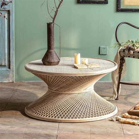 Amazon.com: DS-HOMEPORT Round Rattan Coffee Table for Living Room