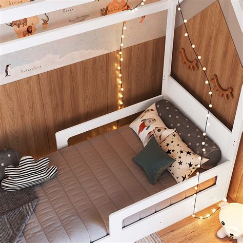 Cama Infantil 2 Em 1 - Comprar Cama Cabana Infantil 2 em 1 Montessori Solteiro Branco