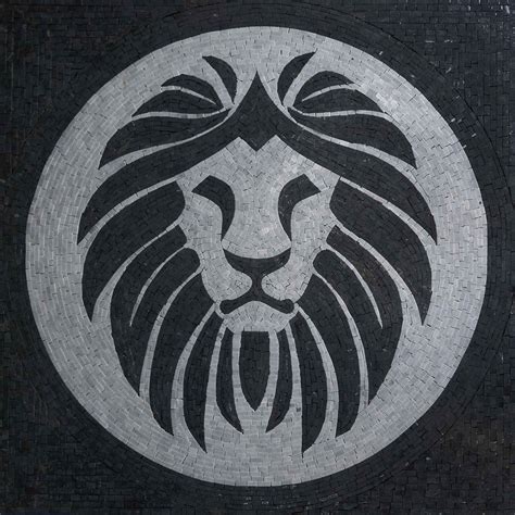 Monochromatic Lion Mosaic Artwork | Animals | Mozaico