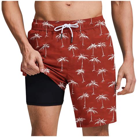 ZCFZJW Mens Hawaiian Swim Trunks with Compression Liner 2 in 1 Quick