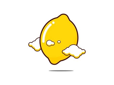 Premium Vector | Simple lemon with cloud and shadow