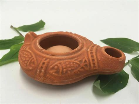 HERODIAN Hanukkah Holy Land OIL LAMP Biblical Antique Replica Clay gift ...