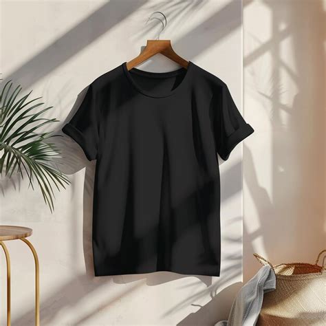 Premium Photo | Blank T Shirt color black template front and back view