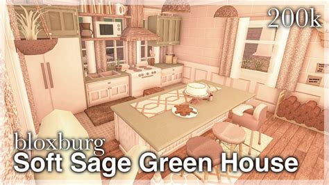 Bloxburg - Soft Sage Green House Speedbuild (interior + full tour ...