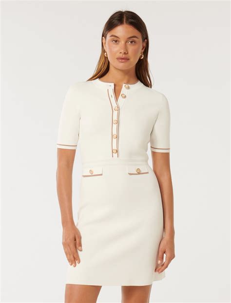Belle Crepe Knit Dress in White - Size 4 to 16 - Women's Dresses