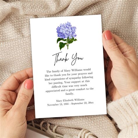Floral Funeral Thank You Card Template, Thank You Notes Template