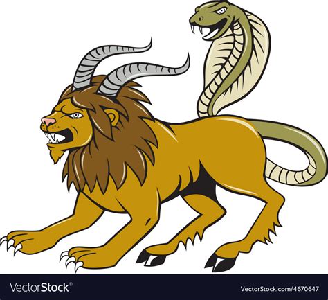 Chimera attacking side cartoon Royalty Free Vector Image