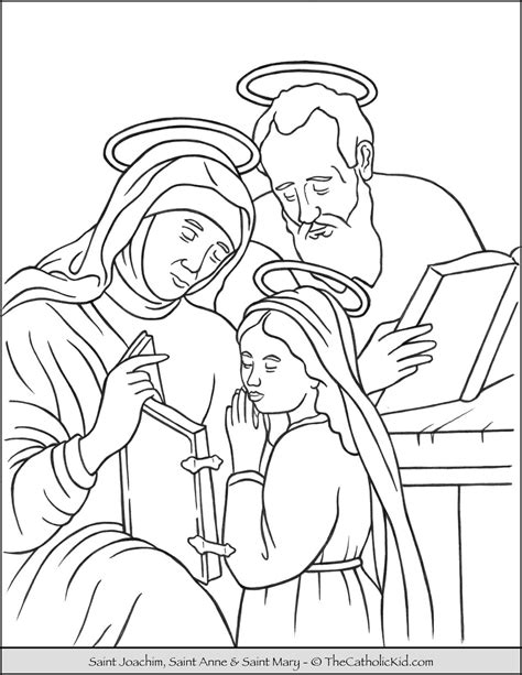 Saint Joachim Anne and Mary Coloring Page - TheCatholicKid.com