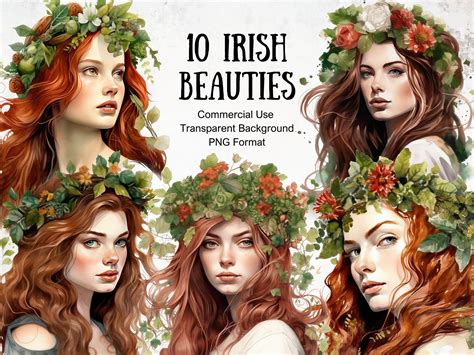 Irish Women Watercolor Clipart Celtic Woman Beautiful Irish - Etsy