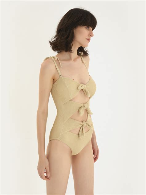 French Vintage Bow Cutout Swimsuit | Lightweight One Piece Swimwear – 0cm
