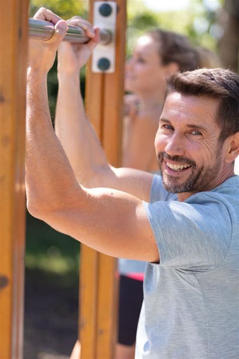 fit athlete  exercises  stadium stock image image  grip