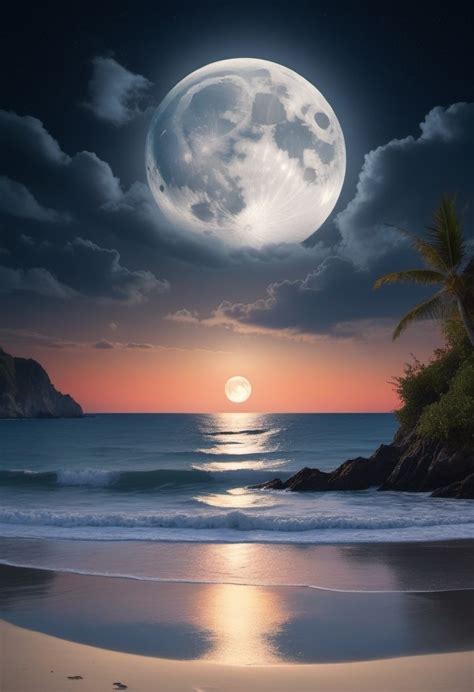full moon beach scene stable diffusion