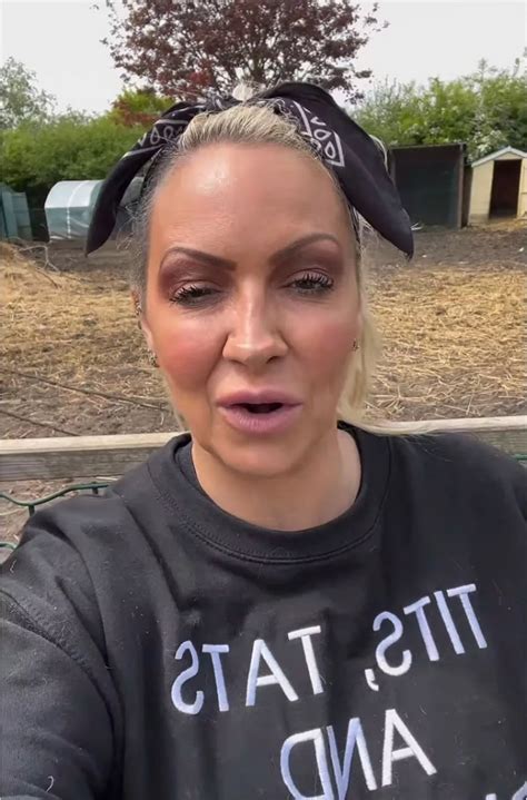 Jodie Marsh shows off purple boobs as 'flying kick' from emu leaves