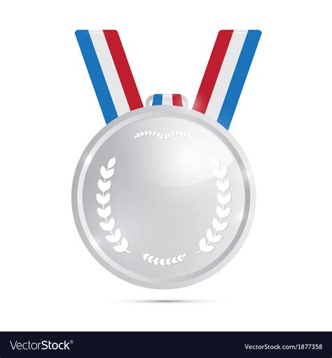 Silver medal award isolated on white background Vector Image