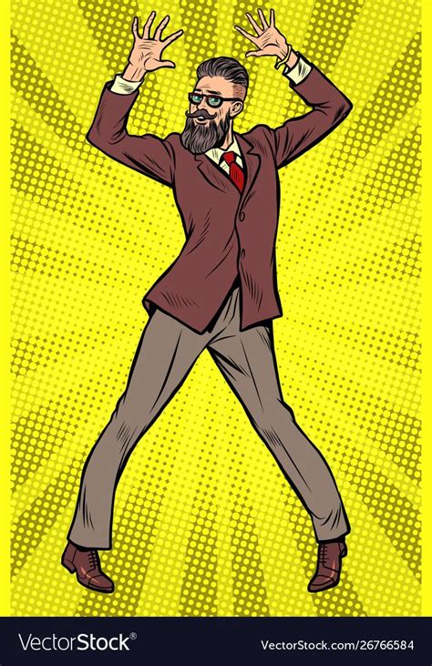 Dancing businessman. Disco dance club music. Pop art retro vector ...