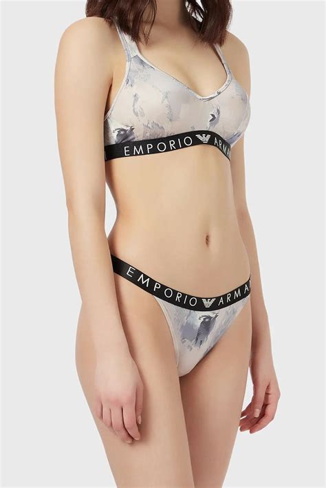 Белье > Трусы бразилиана из экологичного кружева Emporio Armani 162948 ...