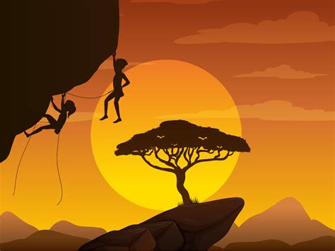 Silhouette rock climbing background 7095185 Vector Art at Vecteezy