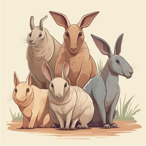 Premium AI Image | A group of rabbits are sitting in a field.