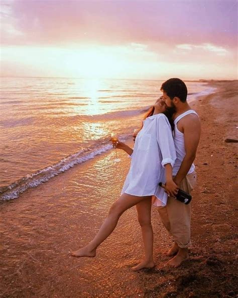 Beach sunset couple romantic love together forever relax life | Couple ...