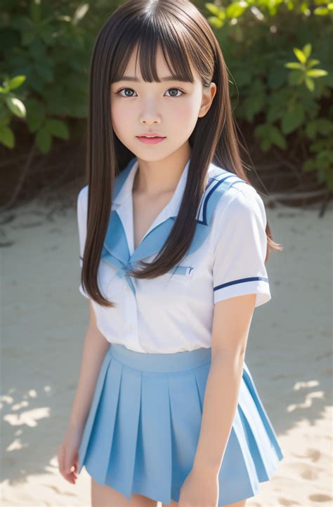 [Pcolle] ビーチのかわいい制服美少女【AI写真集107枚】 - SupSkirt.com