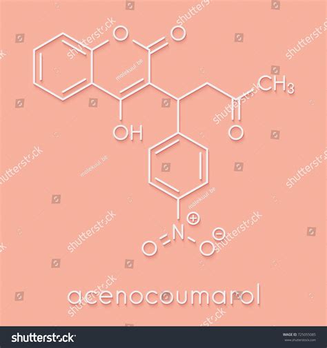 Acenocoumarol Anticoagulant Drug Molecule Vitamin K: ภาพประกอบสต็อก