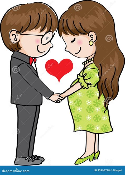 Husband and pregnant wife stock illustration. Illustration of wife
