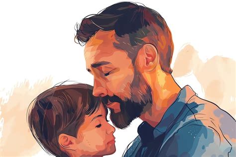 Premium Photo | A drawing of a father and son with a drawing of him
