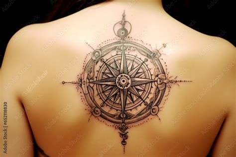 AI Generate A compass rose with intricate nautical elements tattoo ...