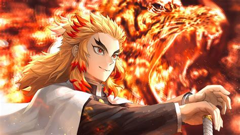 Kyojuro Rengoku Flame Tiger from Kimetsu no Yaiba Anime Wallpaper 4k HD ...