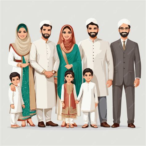 Premium Vector | Pakistani family vector on white background