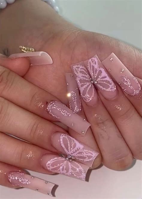 pink butterfly nails | Pink nails, Stylish nails, Nail designs