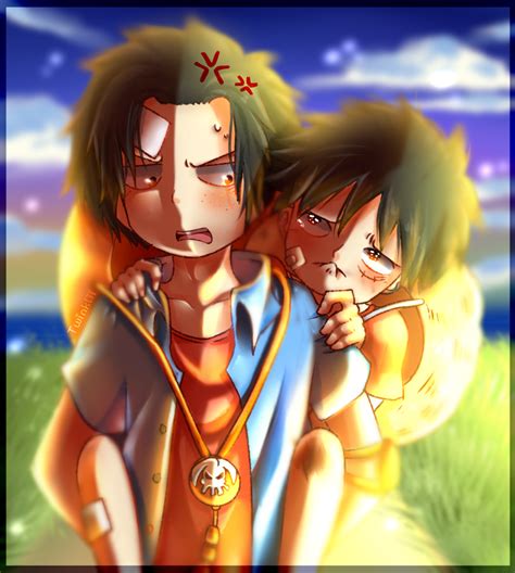 Luffy/Ace:''Stop crying,or i'll leave you here..!' by Seiini on DeviantArt