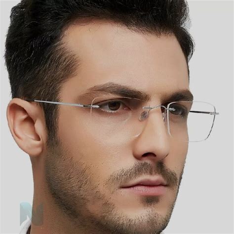 Óculos Quadrado Masculino Grau - Armação de Óculos Para Grau Masculino Sem aro Quadrado Elegante ...