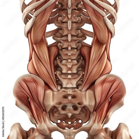 Human back and hip muscles and bones, detailed anatomy Stock ...