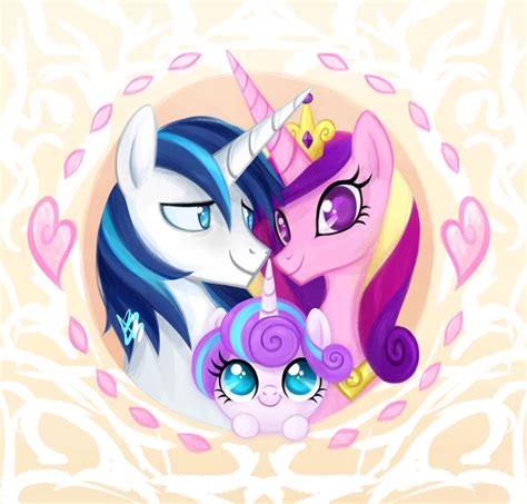 princess cadance, princess flurry heart, and shining armor drawn by