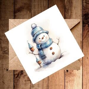 Printable Christmas Card Snowman 05 DIGITAL DOWNLOAD - Etsy