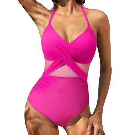Manxivoo One Piece Swimsuit Women Swimsuits for Women Mesh Cut out