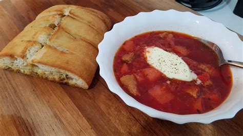 I hope it's ok to post. A homemade борщ! Absolutely my favorite soup