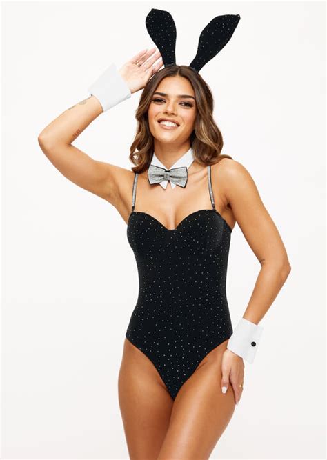 Diamante Tuxedo Bunny Velvet 4 Piece Costume with Ears | Ann Summers